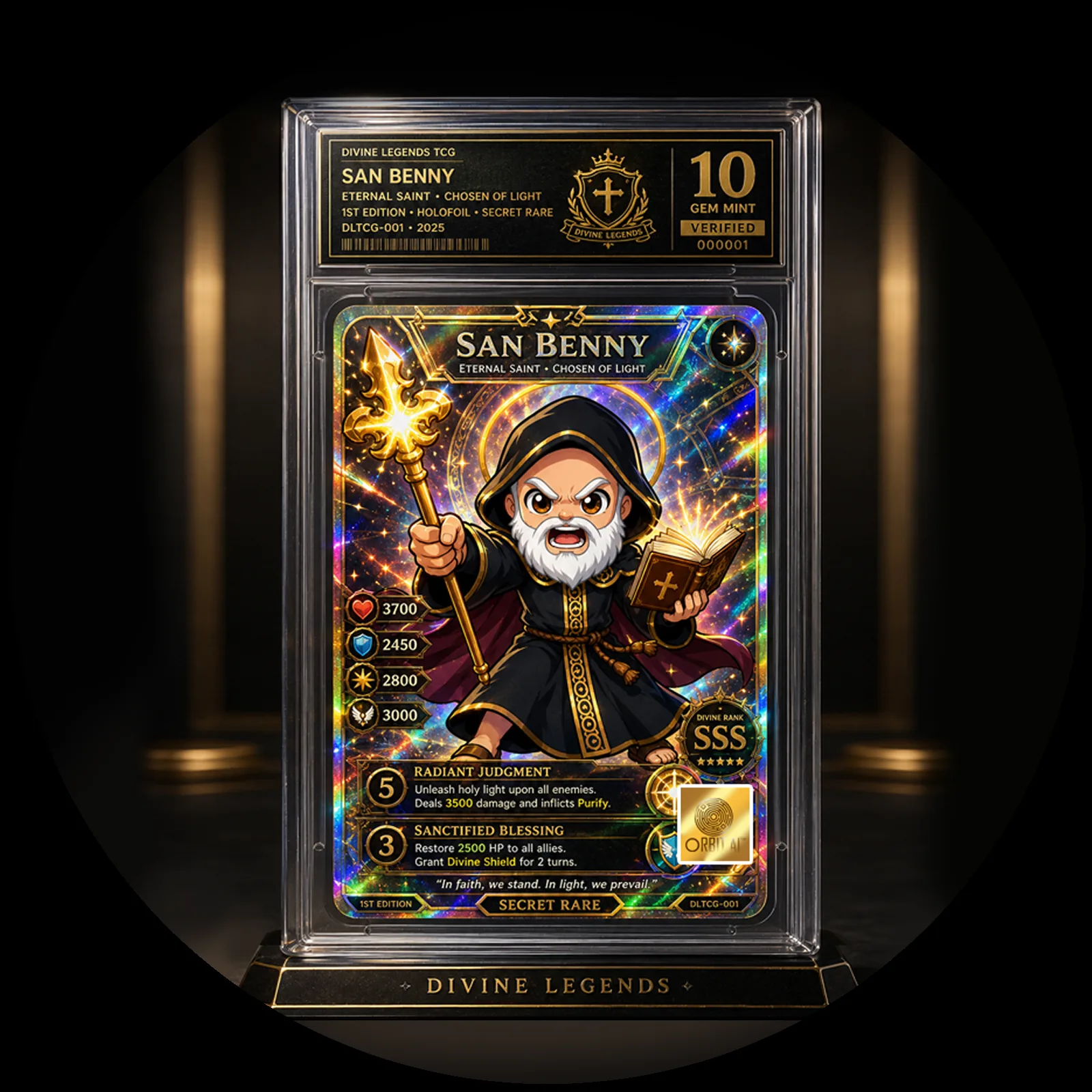 San Benny collectible trading card connected with ORBIT AI