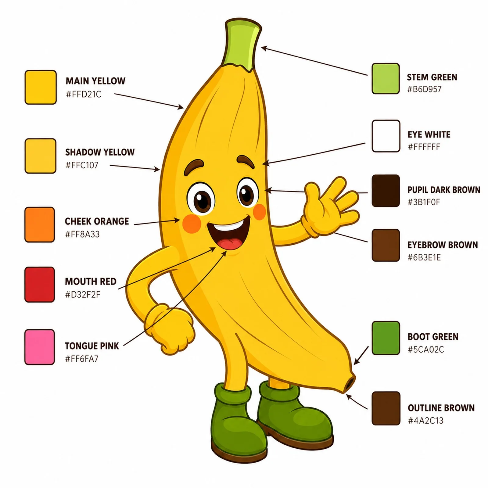 Bobby Banana character color strategy chart