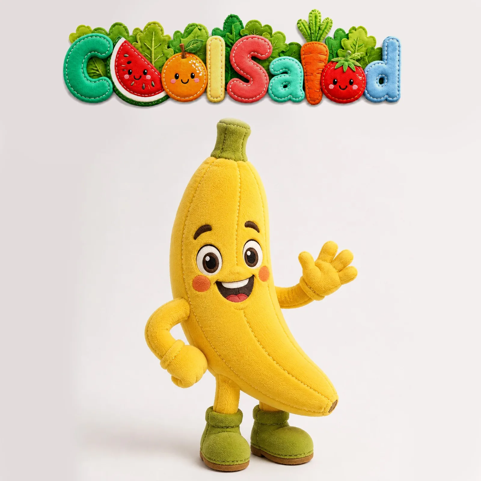 Cool Salad identity and Bobby Banana plush character