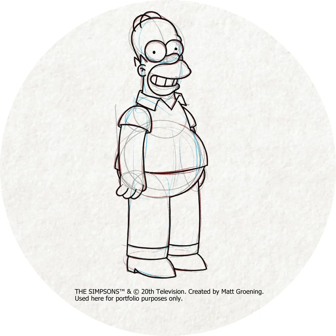 Character sketch of Homer Simpson from Vic Guiza’s professional portfolio